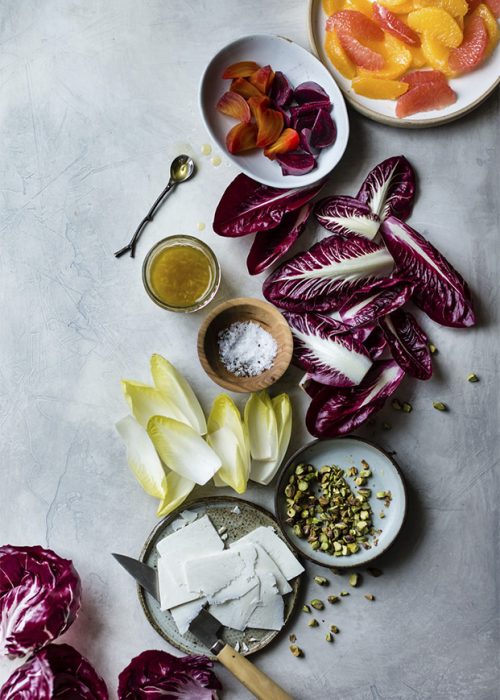 Beet, Citrus, & Chicory Salad with Ricotta Salata and Pistachios